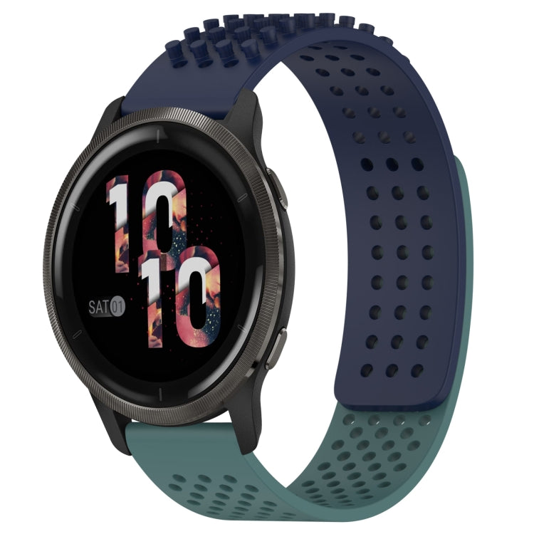 For Garmin Venu 2 22mm Holes Breathable 3D Dots Silicone Watch Band(Midnight Blue+Olive Green) - Watch Bands by PMC TechLife | Online Shopping South Africa | PMC TechLife