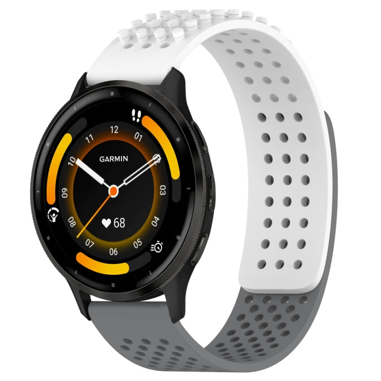 For Garmin Venu 3 22mm Holes Breathable 3D Dots Silicone Watch Band(White+Grey) - Watch Bands by PMC TechLife | Online Shopping South Africa | PMC TechLife