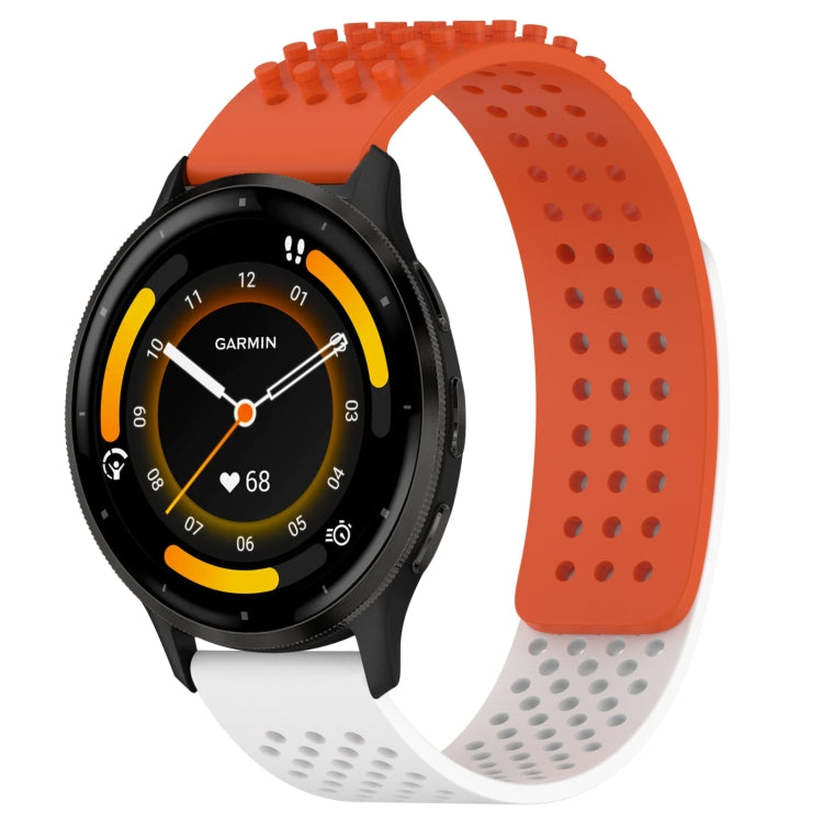 For Garmin Venu 3 22mm Holes Breathable 3D Dots Silicone Watch Band(Orange+White) - free shipping - PMC TechLife - Order now!