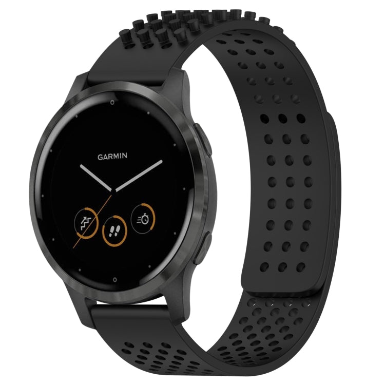 For Garmin Vivoactive 4 22mm Holes Breathable 3D Dots Silicone Watch Band(Black) - Watch Bands by PMC TechLife | Online Shopping South Africa | PMC TechLife