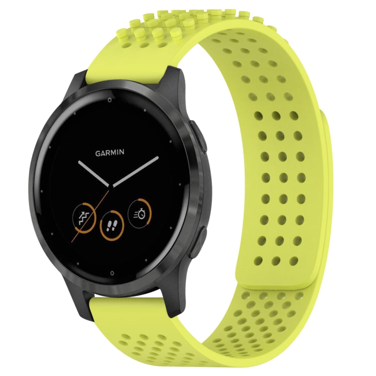 For Garmin Vivoactive 4 22mm Holes Breathable 3D Dots Silicone Watch Band(Lime Green) - Watch Bands by PMC TechLife | Online Shopping South Africa | PMC TechLife