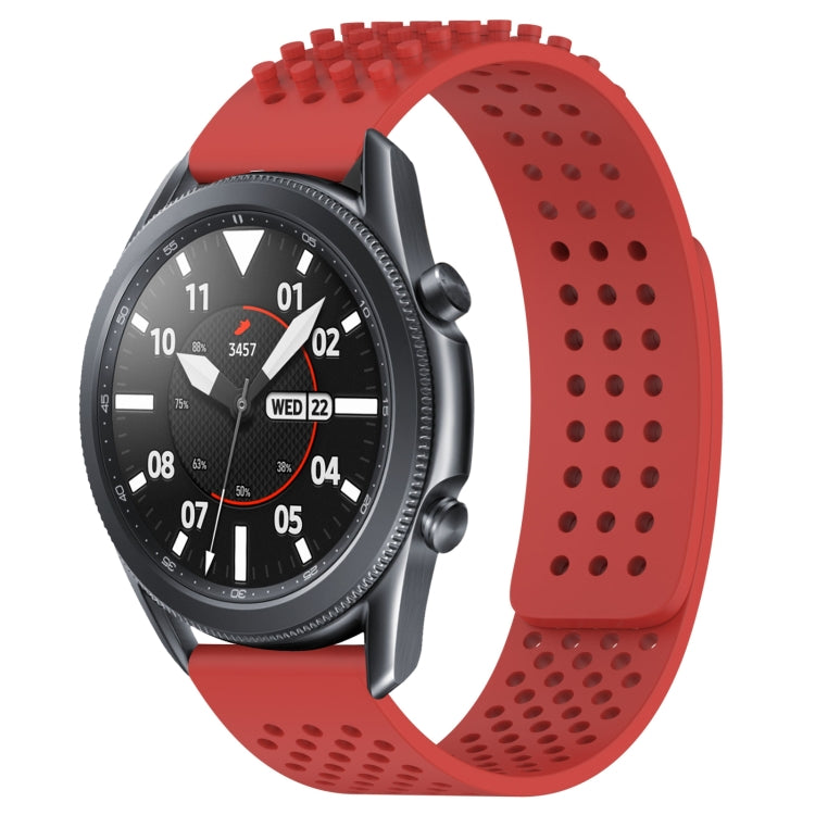 For Samsung Galaxy Watch3 45mm 22mm Holes Breathable 3D Dots Silicone Watch Band(Red) - Watch Bands by PMC TechLife | Online Shopping South Africa | PMC TechLife