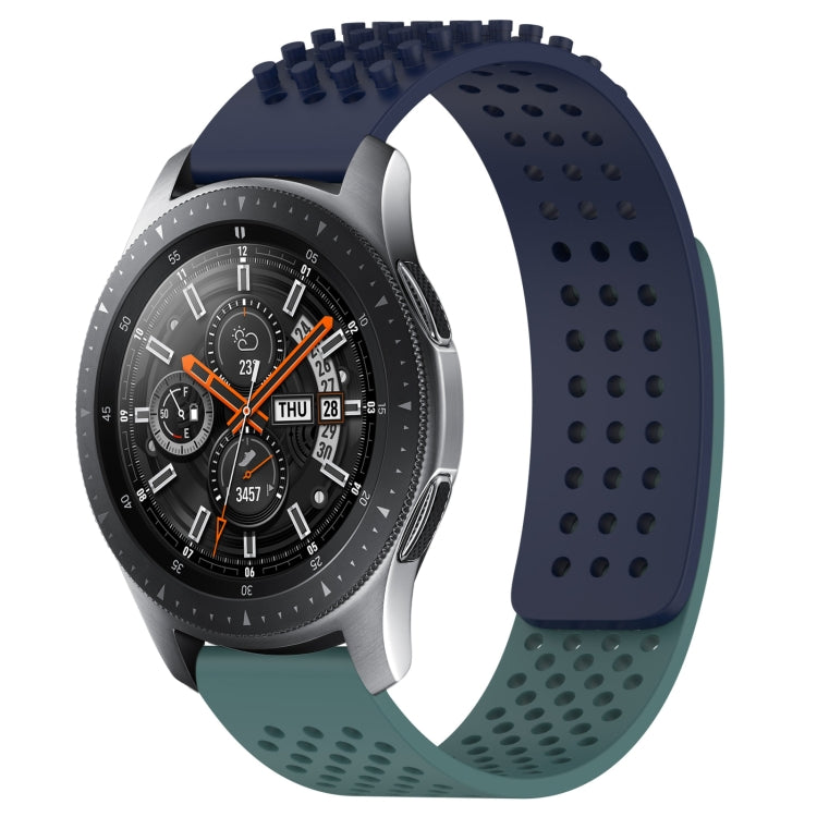 For Samsung Galaxy Watch 46mm 22mm Holes Breathable 3D Dots Silicone Watch Band(Midnight Blue+Olive Green) - Watch Bands by PMC TechLife | Online Shopping South Africa | PMC TechLife
