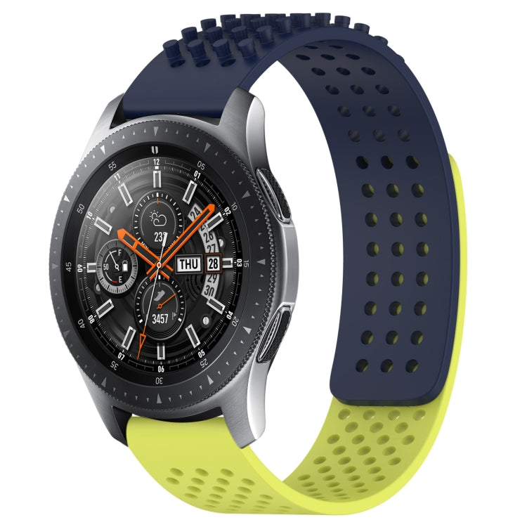 For Samsung Galaxy Watch 46mm 22mm Holes Breathable 3D Dots Silicone Watch Band(Midnight Blue+Lime Green) - Watch Bands by PMC TechLife | Online Shopping South Africa | PMC TechLife