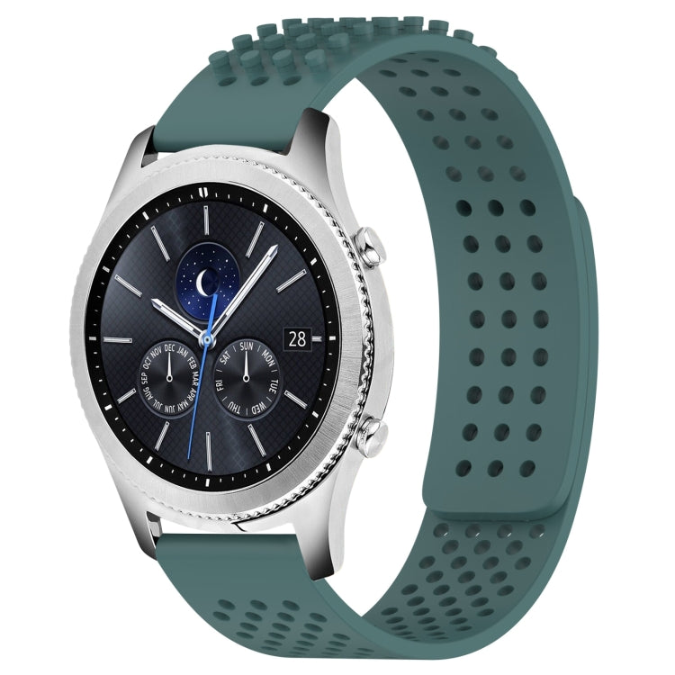 For Samsung Gear S3 Classic 22mm Holes Breathable 3D Dots Silicone Watch Band(Olive Green) - free shipping - PMC TechLife - Order now!