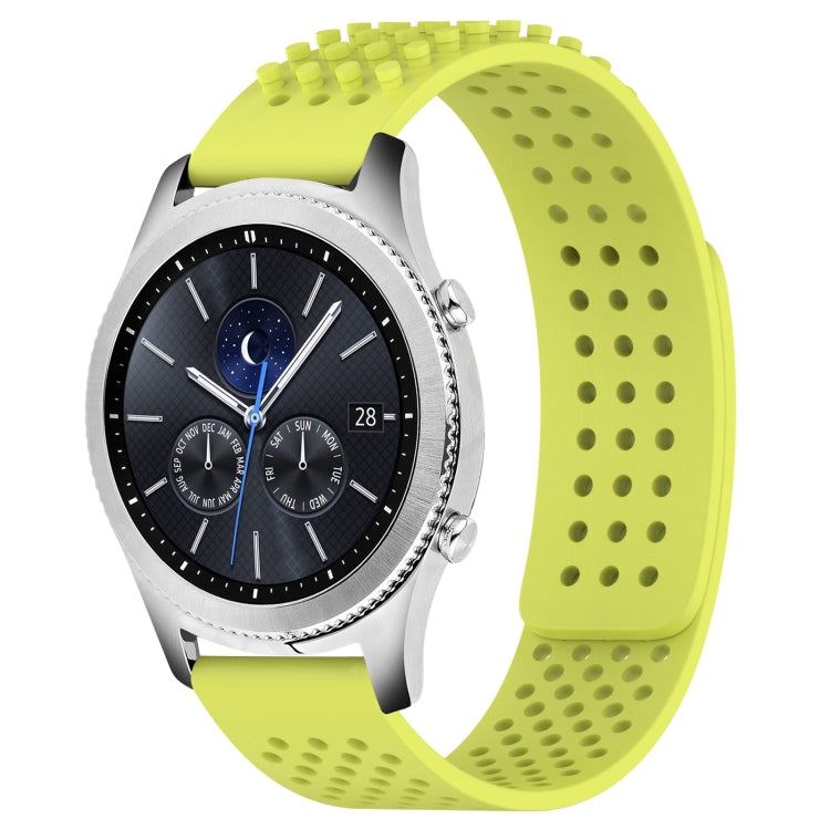 For Samsung Gear S3 Classic 22mm Holes Breathable 3D Dots Silicone Watch Band(Lime Green) - Watch Bands by PMC TechLife | Online Shopping South Africa | PMC TechLife