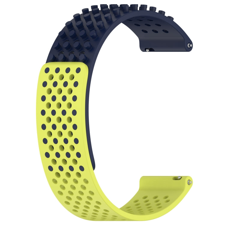 For Samsung Gear S3 Classic 22mm Holes Breathable 3D Dots Silicone Watch Band(Midnight Blue+Lime Green) - Watch Bands by PMC TechLife | Online Shopping South Africa | PMC TechLife