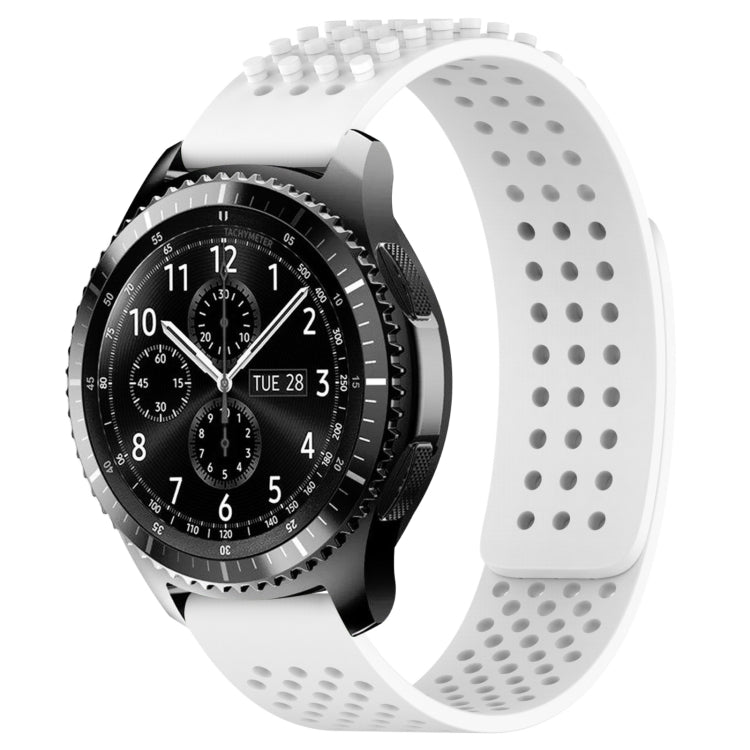 For Samsung Gear S3 Frontier 22mm Holes Breathable 3D Dots Silicone Watch Band(White) - Watch Bands by PMC TechLife | Online Shopping South Africa | PMC TechLife | Buy Now Pay Later Mobicred