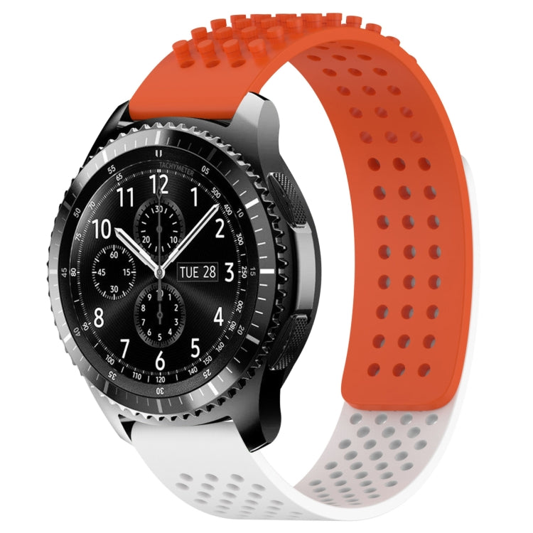 For Samsung Gear S3 Frontier 22mm Holes Breathable 3D Dots Silicone Watch Band(Orange+White) - Watch Bands by PMC TechLife | Online Shopping South Africa | PMC TechLife
