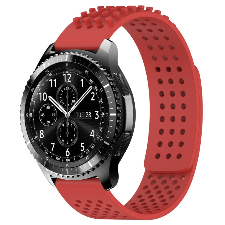 For Samsung Gear S3 Frontier 22mm Holes Breathable 3D Dots Silicone Watch Band(Red) - Watch Bands by PMC TechLife | Online Shopping South Africa | PMC TechLife