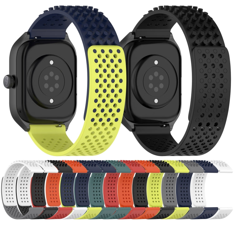For Samsung Galaxy Watch 46mm 22mm Holes Breathable 3D Dots Silicone Watch Band(Midnight Blue+Lime Green) - Watch Bands by PMC TechLife | Online Shopping South Africa | PMC TechLife