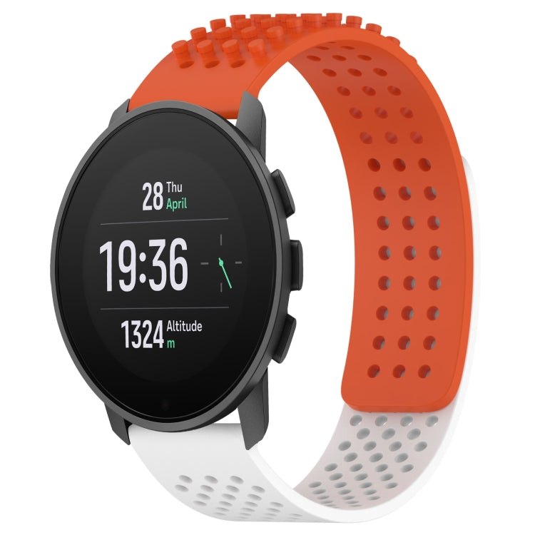 For SUUNTO 9 Peak Pro 22mm Holes Breathable 3D Dots Silicone Watch Band(Orange+White) -  by PMC TechLife | Online Shopping South Africa | PMC TechLife