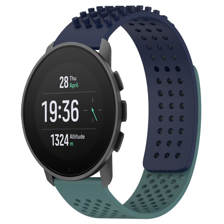 For SUUNTO 9 Peak Pro 22mm Holes Breathable 3D Dots Silicone Watch Band(Midnight Blue+Olive Green) -  by PMC TechLife | Online Shopping South Africa | PMC TechLife