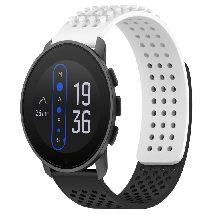 For  SUUNTO 9 Peak 22mm Holes Breathable 3D Dots Silicone Watch Band(White+Black) -  by PMC TechLife | Online Shopping South Africa | PMC TechLife