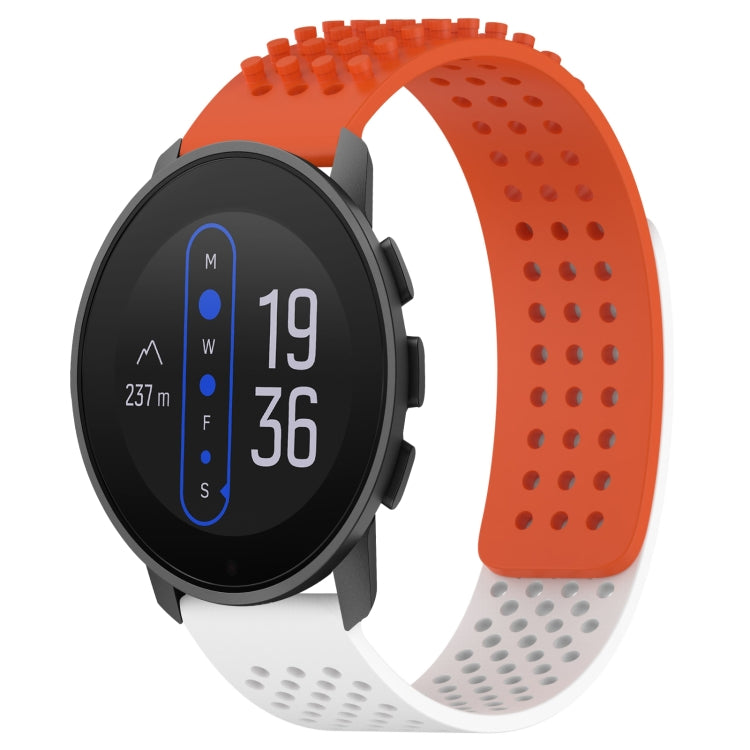 For  SUUNTO 9 Peak 22mm Holes Breathable 3D Dots Silicone Watch Band(Orange+White) -  by PMC TechLife | Online Shopping South Africa | PMC TechLife