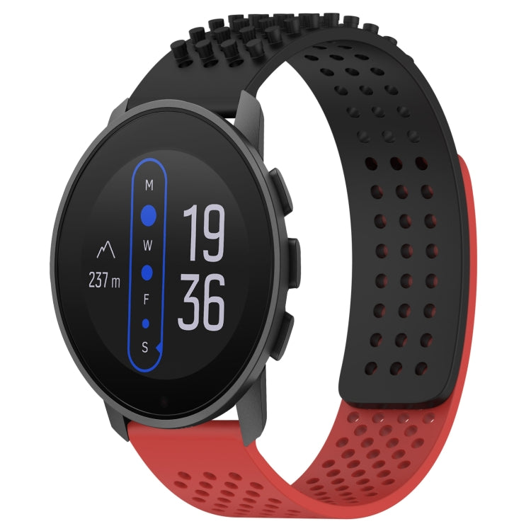 For  SUUNTO 9 Peak 22mm Holes Breathable 3D Dots Silicone Watch Band(Black+Red) -  by PMC TechLife | Online Shopping South Africa | PMC TechLife