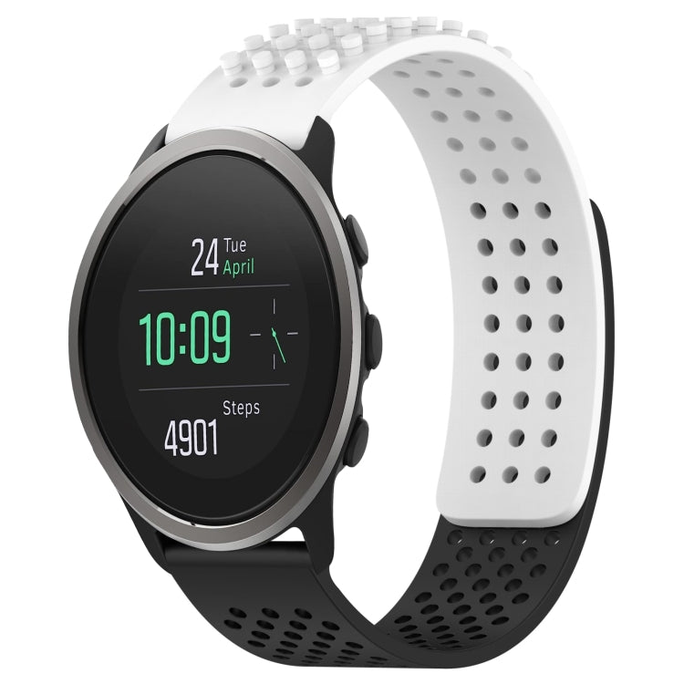 For SUUNTO 5 Peak 22mm Holes Breathable 3D Dots Silicone Watch Band(White+Black) -  by PMC TechLife | Online Shopping South Africa | PMC TechLife