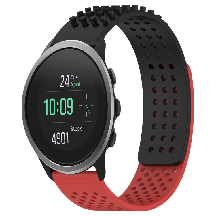 For SUUNTO 5 Peak 22mm Holes Breathable 3D Dots Silicone Watch Band(Black+Red) -  by PMC TechLife | Online Shopping South Africa | PMC TechLife