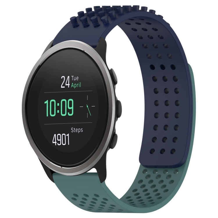 For SUUNTO 5 Peak 22mm Holes Breathable 3D Dots Silicone Watch Band(Midnight Blue+Olive Green) -  by PMC TechLife | Online Shopping South Africa | PMC TechLife