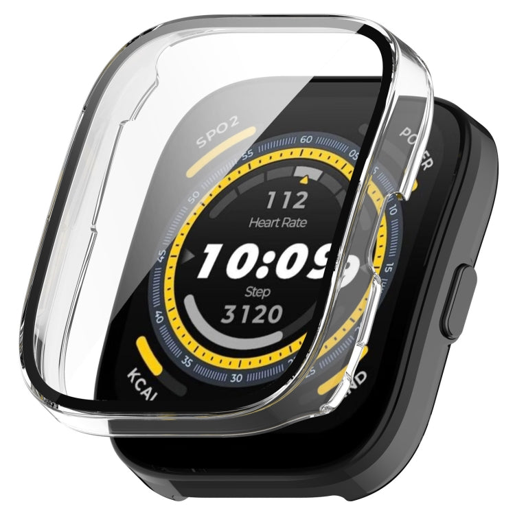 For Amazfit Bip 5 Tempered Film Integrated PC Watch Protective Case(Transparent) - Watch Cases by PMC TechLife | Online Shopping South Africa | PMC TechLife | Buy Now Pay Later Mobicred