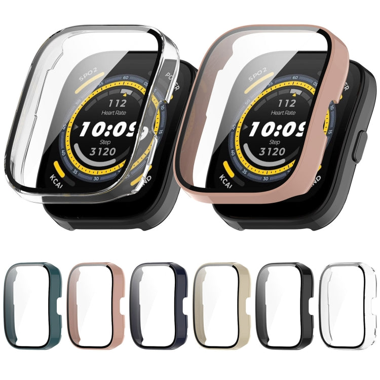 For Amazfit Bip 5 Tempered Film Integrated PC Watch Protective Case(Pink) - Watch Cases by PMC TechLife | Online Shopping South Africa | PMC TechLife | Buy Now Pay Later Mobicred