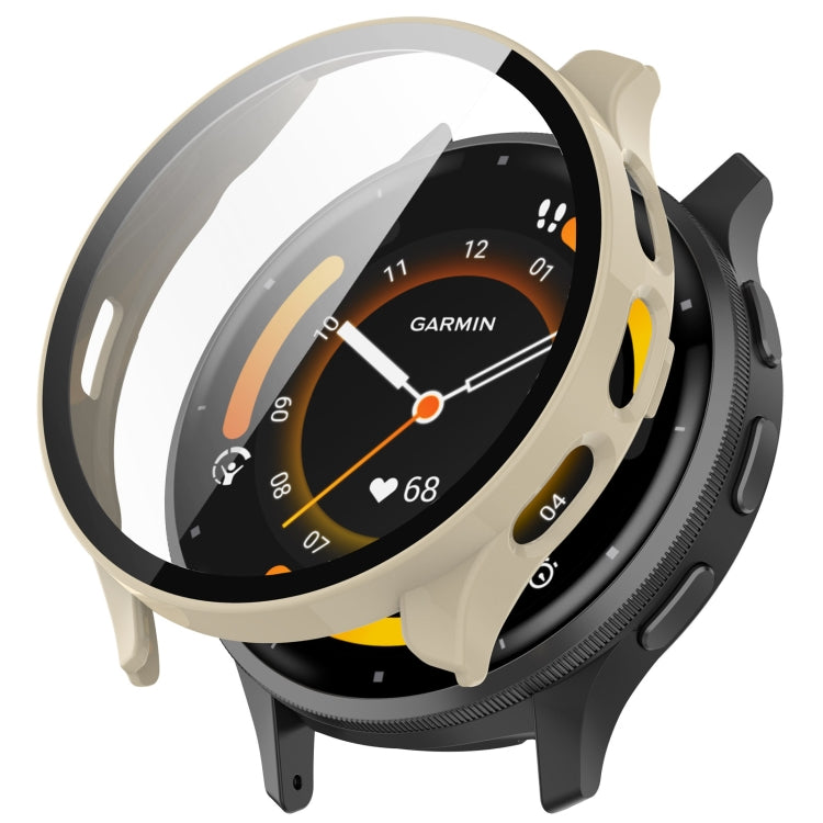 For Garmin Venu 3 PC + Tempered Film Integrated Watch Protective Case(Ivory White) - Watch Cases by PMC TechLife | Online Shopping South Africa | PMC TechLife | Buy Now Pay Later Mobicred