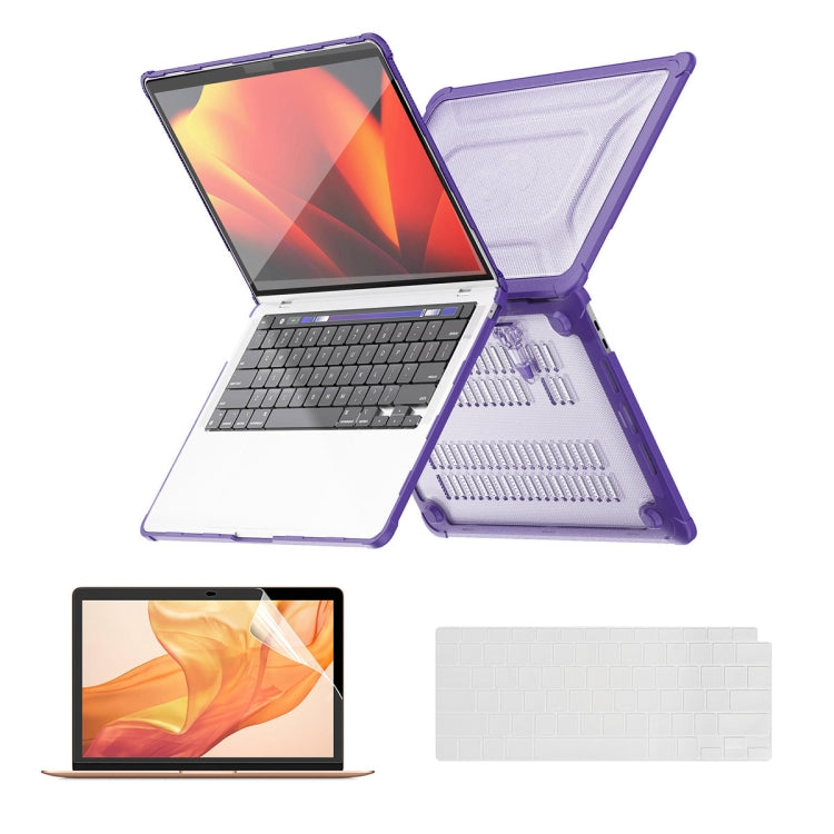 For MacBook Air 13.3 A2179/A2337 ENKAY Hat-Prince 3 in 1 Protective Bracket Case Cover Hard Shell with TPU Keyboard Film / PET Screen Protector, Version:US(Purple) - free shipping - PMC Jewellery - Order now!