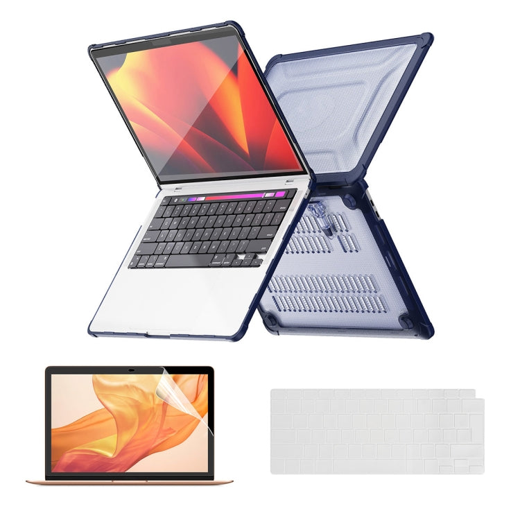 For MacBook Air 13.3 A2179/A2337 ENKAY Hat-Prince 3 in 1 Protective Bracket Case Cover Hard Shell with TPU Keyboard Film / PET Screen Protector, Version:EU(Dark Blue) - free shipping - PMC Jewellery - Order now!