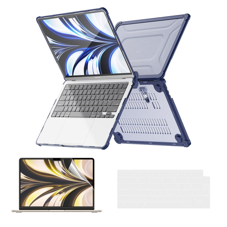 For MacBook Air 13.6 2022/2024  A2681 (M2) / A3113  (M3) ENKAY Hat-Prince 3 in 1 Protective Bracket Case Cover Hard Shell with TPU Keyboard Film / PET Screen Protector, Version:EU(Dark Blue) - MacBook Air Cases by ENKAY | Online Shopping South Africa | PMC TechLife | Buy Now Pay Later Mobicred