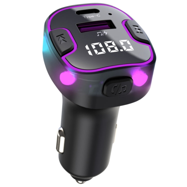 C49 With Type-C+USB Port FM Transmitter Car Bluetooth Adapter Ambient Light MP3 Music Player - Bluetooth Car Kits by PMC TechLife | Online Shopping South Africa | PMC TechLife | Buy Now Pay Later Mobicred