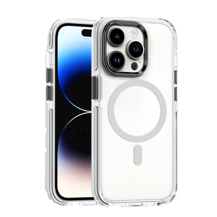 For iPhone 14 Pro Max Dual-color MagSafe TPU Hybrid Clear PC Shockproof Phone Case(White) - iPhone 14 Pro Max Cases by PMC TechLife | Online Shopping South Africa | PMC TechLife