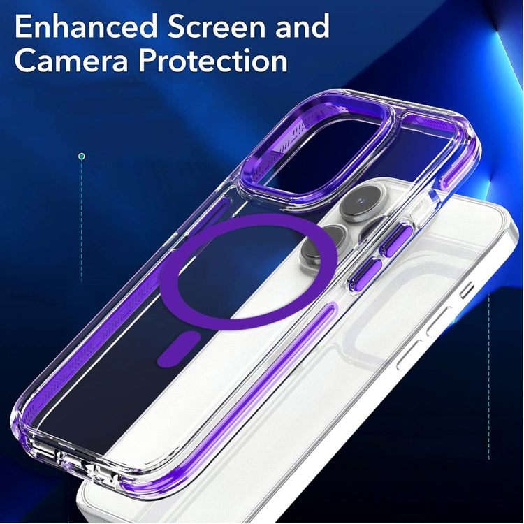 For iPhone 15 Pro Max Dual-color MagSafe TPU Hybrid Clear PC Shockproof Phone Case(Purple) - iPhone 15 Pro Max Cases by PMC TechLife | Online Shopping South Africa | PMC TechLife