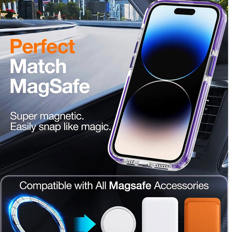 For iPhone 14 Pro Dual-color MagSafe TPU Hybrid Clear PC Shockproof Phone Case(Black) - iPhone 14 Pro Cases by PMC TechLife | Online Shopping South Africa | PMC TechLife