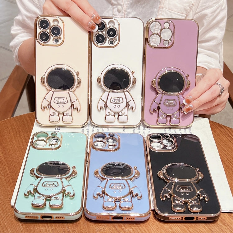 For iPhone 16 Plus Electroplating Astronaut Holder Phone Case(Pink) - free shipping - PMC Jewellery - Order now!