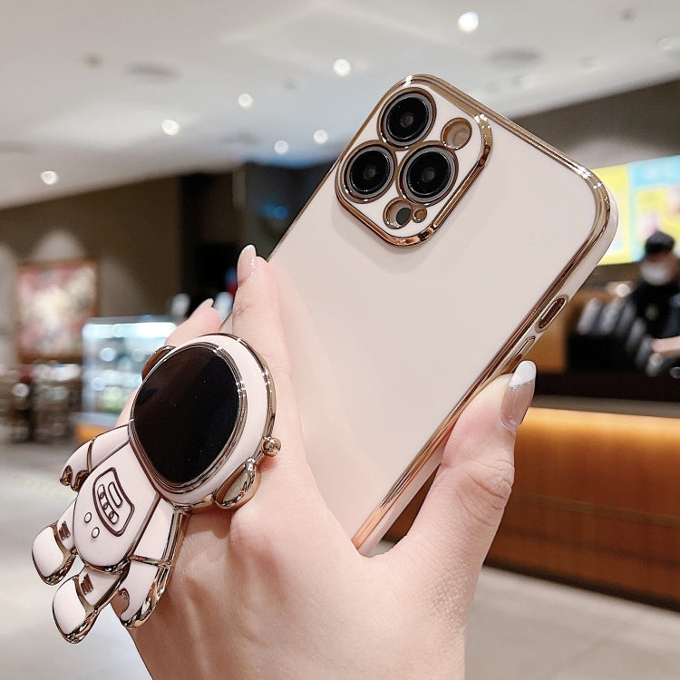 For iPhone 16 Plus Electroplating Astronaut Holder Phone Case(Pink) - free shipping - PMC Jewellery - Order now!