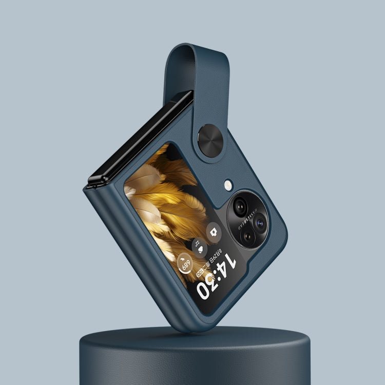 For OPPO  Find N3 Flip Hand Strap Plain Leather Phone Case(Indigo) - free shipping - PMC TechLife - Order now!