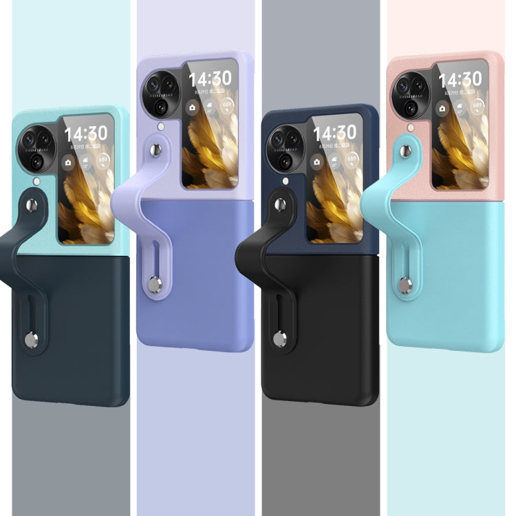 For OPPO Find N3 Flip Wrist-strap Plain Leather Phone Case(Gourin) - Find N3 Flip Cases by PMC TechLife | Online Shopping South Africa | PMC TechLife | Buy Now Pay Later Mobicred