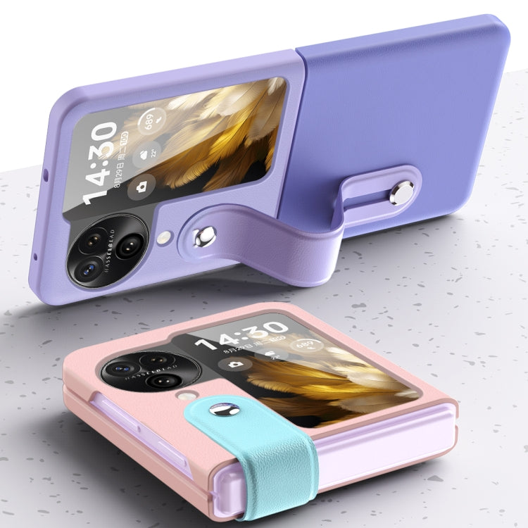 For OPPO Find N3 Flip Wrist-strap Plain Leather Phone Case(Black) - free shipping - PMC TechLife - Order now!