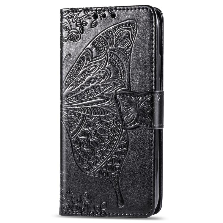 For iPhone 16e Butterfly Love Flower Embossed Leather Phone Case(Black) - iPhone 16e Cases by PMC TechLife | Online Shopping South Africa | PMC TechLife | Buy Now Pay Later Mobicred