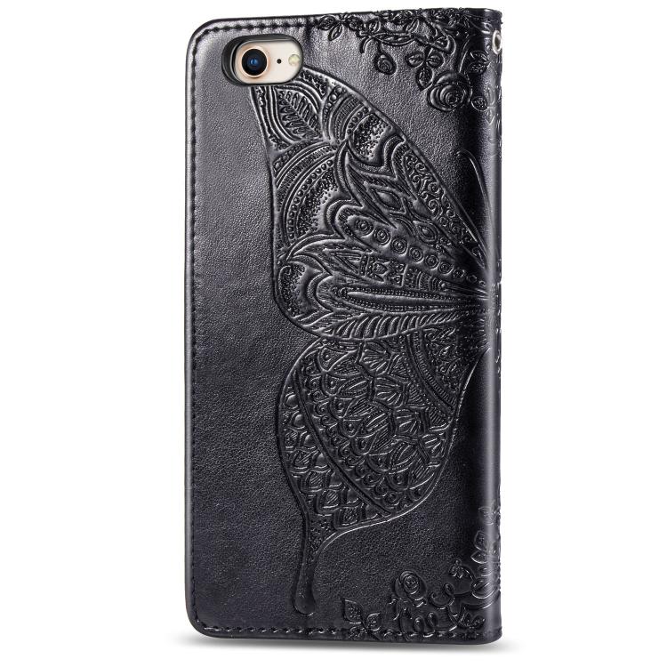 For iPhone 16e Butterfly Love Flower Embossed Leather Phone Case(Black) - iPhone 16e Cases by PMC TechLife | Online Shopping South Africa | PMC TechLife | Buy Now Pay Later Mobicred