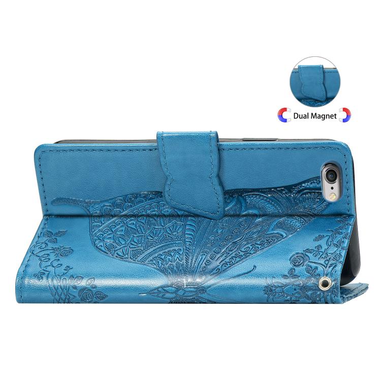 For iPhone 16e Butterfly Love Flower Embossed Leather Phone Case(Blue) - free shipping - PMC TechLife - Order now!