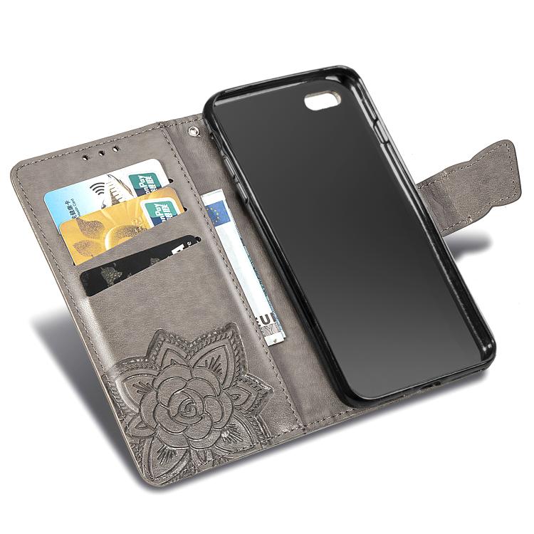 For iPhone 16e Butterfly Love Flower Embossed Leather Phone Case(Gray) - iPhone 16e Cases by PMC TechLife | Online Shopping South Africa | PMC TechLife | Buy Now Pay Later Mobicred
