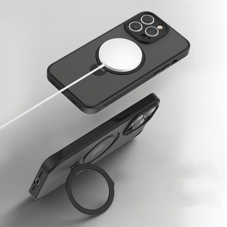 For iPhone 15 360 Magsafe Ring Holder TPU Hybrid PC Phone Case(Grey) - iPhone 15 Cases by PMC TechLife | Online Shopping South Africa | PMC TechLife