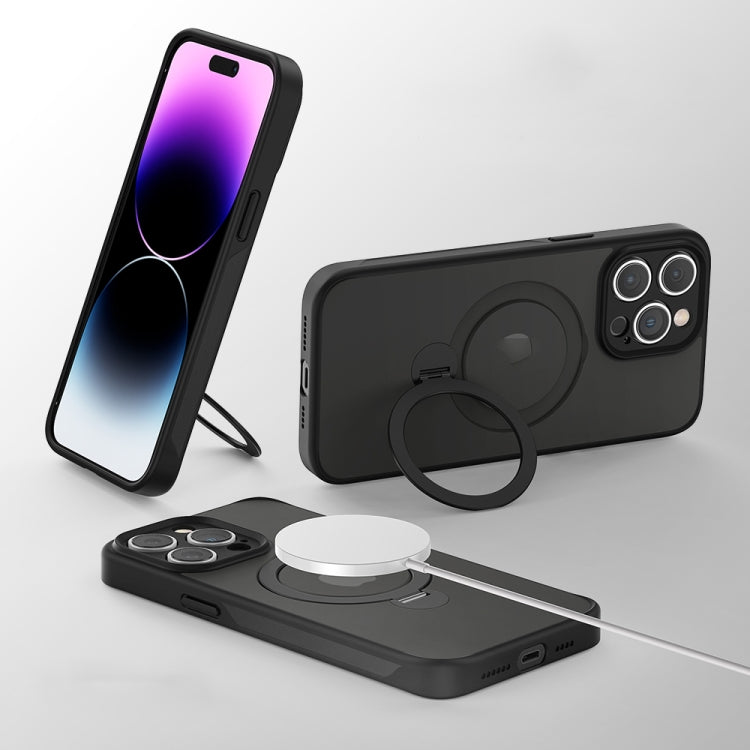 For iPhone 15 360 Magsafe Ring Holder TPU Hybrid PC Phone Case(Grey) - iPhone 15 Cases by PMC TechLife | Online Shopping South Africa | PMC TechLife