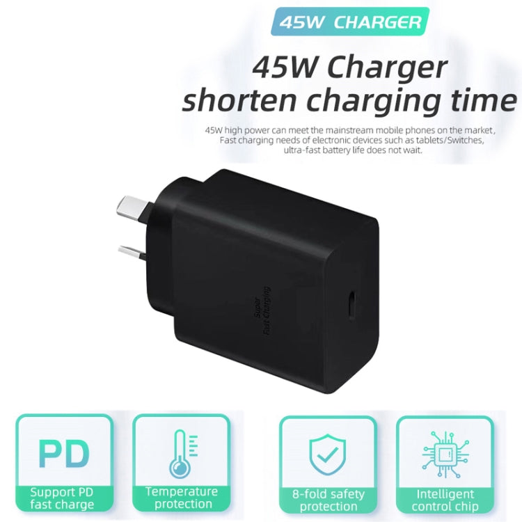 M135 PPS / PD 45W USB-C / Type-C Port Fast Charger, AU Plug(Black) - USB Charger by PMC TechLife | Online Shopping South Africa | PMC TechLife | Buy Now Pay Later Mobicred