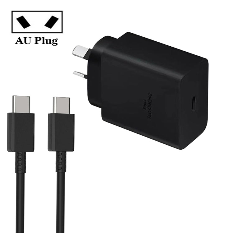 M135 PPS / PD 45W USB-C / Type-C Port Fast Charger with 5A Type-C to Type-C Cable, AU Plug(Black) - USB Charger by PMC TechLife | Online Shopping South Africa | PMC TechLife | Buy Now Pay Later Mobicred