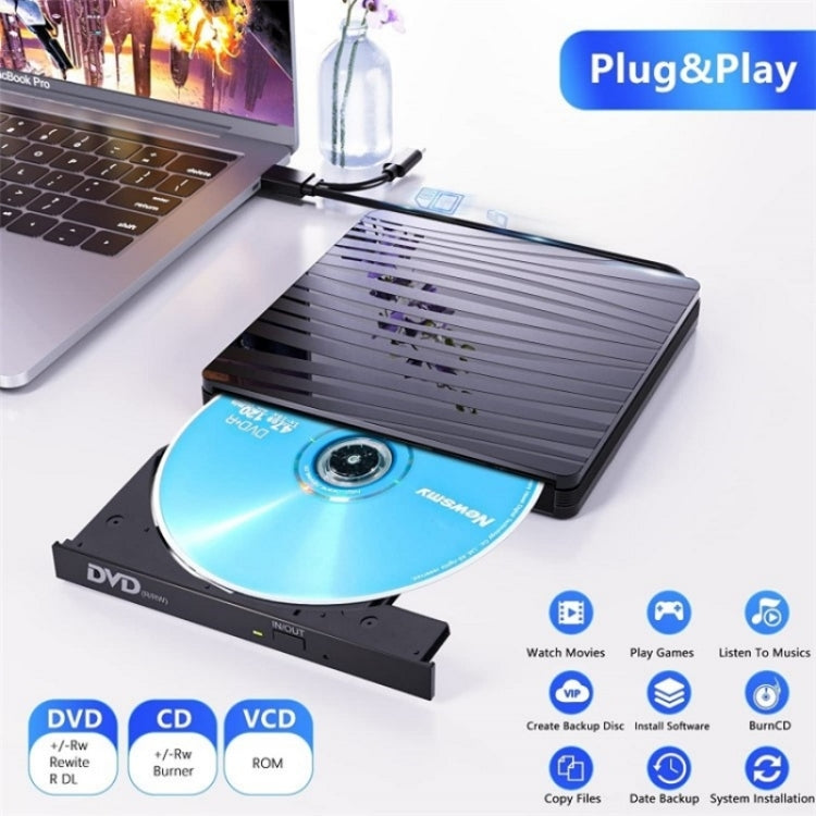 BT689 Portable DVD Burner External Optical Drive CD Player Win10 USB Optical Drive Recorder - free shipping - PMC Jewellery - Order now!