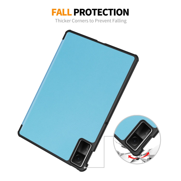 For Redmi Pad SE 11.0 ENKAY Tri-fold Custer Texture Leather Smart Tablet Case(Light Blue) - free shipping - PMc TechLife - Order now!