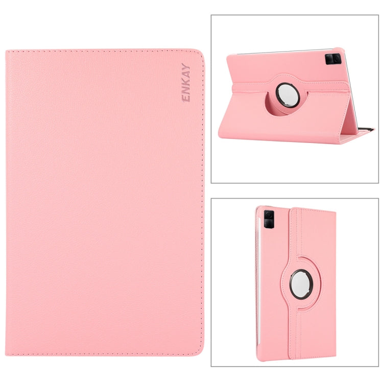 For Redmi Pad SE 11.0 ENKAY Hat-Prince 360 Degree Rotation Litchi Leather Smart Case(Pink) - free shipping - PMc TechLife - Order now!
