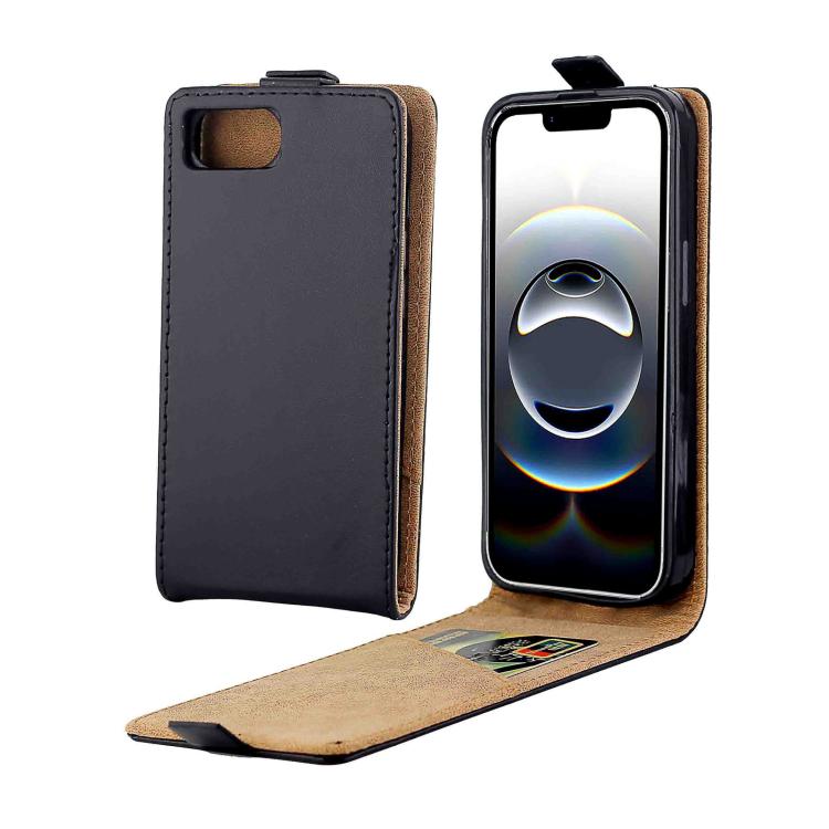 For iPhone 16e Vertical Flip Leather Phone Case with Card Slot(Black) - iPhone 16e Cases by PMC TechLife | Online Shopping South Africa | PMC TechLife | Buy Now Pay Later Mobicred
